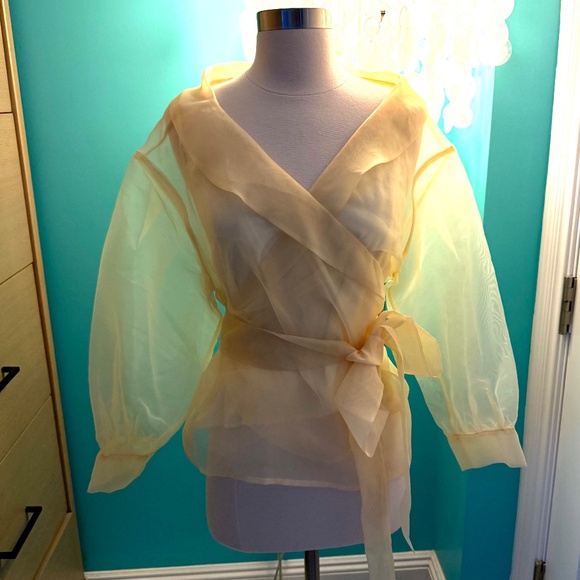 BAUM UND PFERDGARTEN Dance Milou Tulle Wrap Organza Blouse In Custard Yellow 34 - Picture 1 of 6
